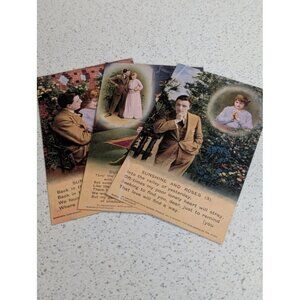 Antique WWI Songs Military Soldier Sweetheart Postcards - Sunshine & roses